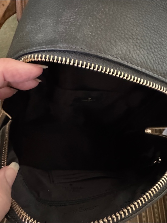Brand New. Kate spade New York Black Pebbled Leather Backpack with Gold Accents